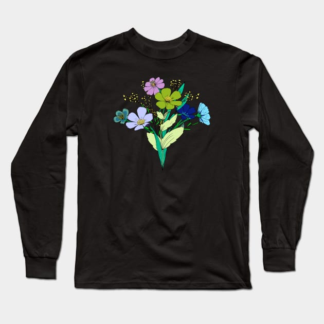 Pastel flower bouquet Long Sleeve T-Shirt by Jennifer Ladd
